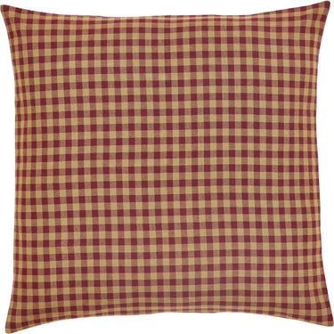 Burgundy Check Fabric Euro Sham 26x26 VHC Brands - The Fox Decor